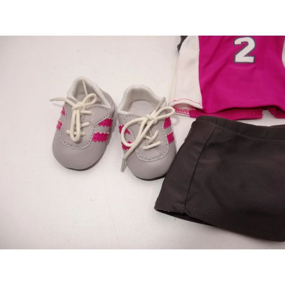 American Girl Doll Truly Me‎ Lacrosse Outfit Pink Gray Jersey Skirt Cleats